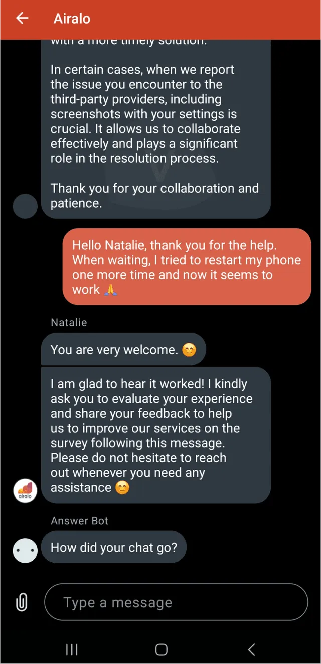 Airalo testing support