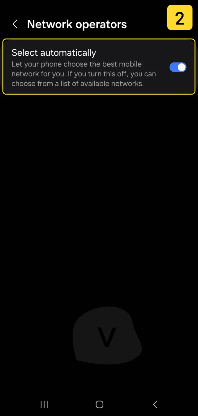 Changing mobile network on Samsung - step 2