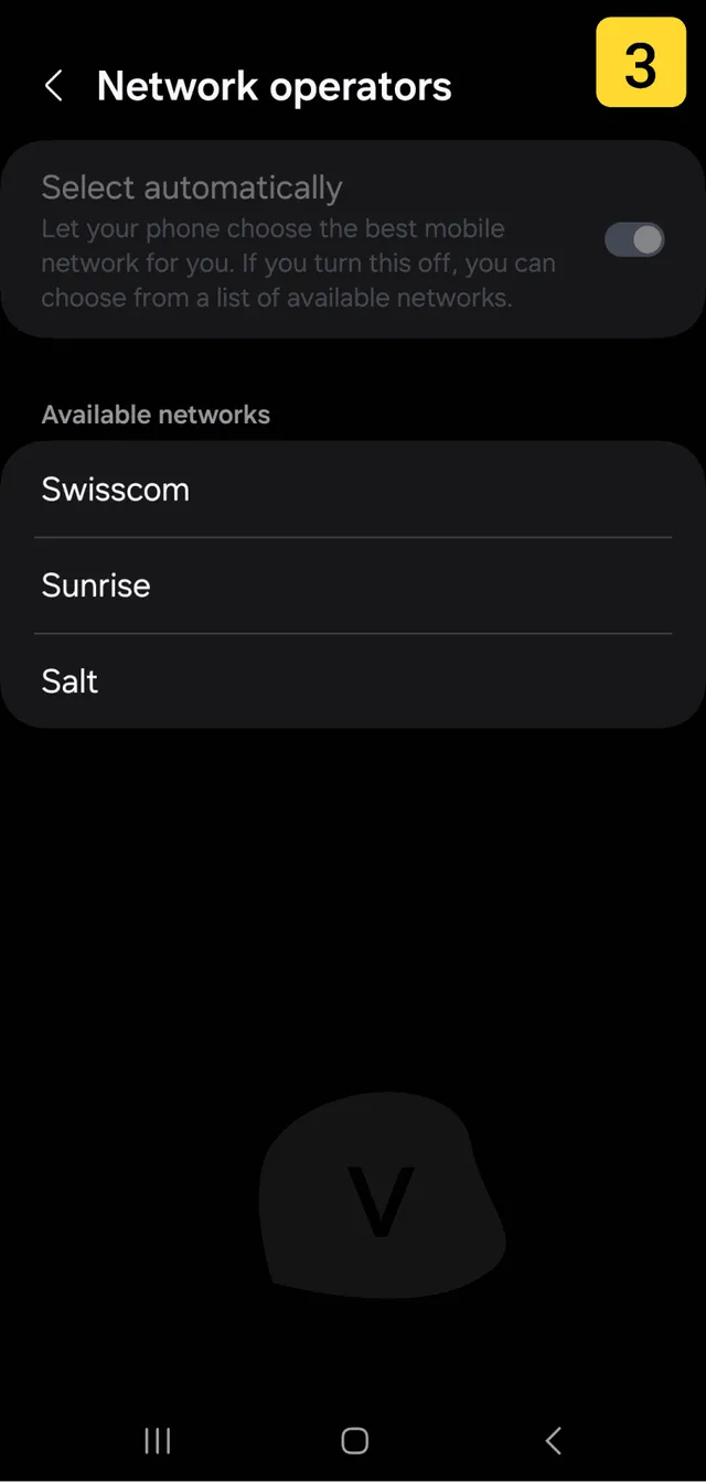 Changing mobile network on Samsung - step 3
