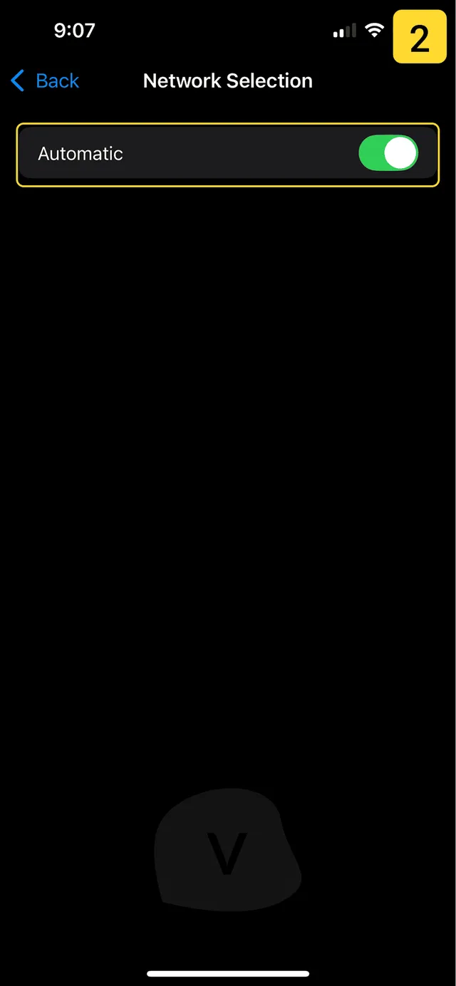 Changing mobile network on iPhone - step 2
