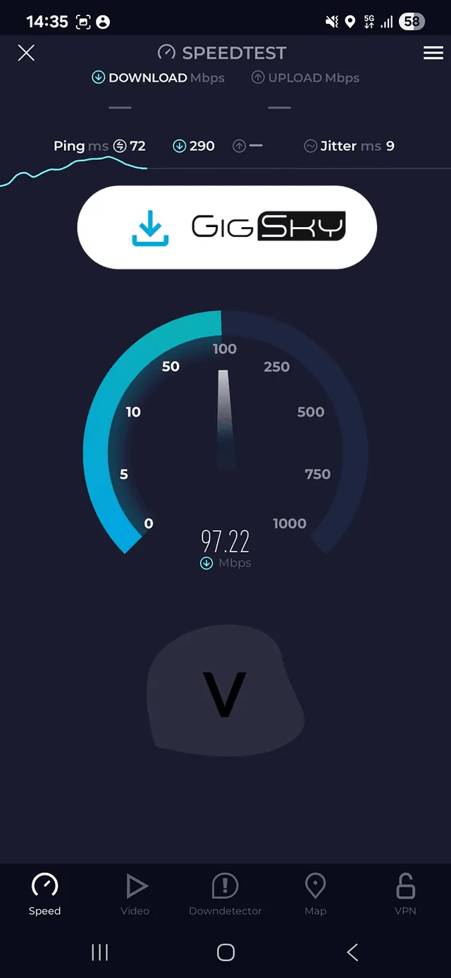 GigSky Speed Test 1
