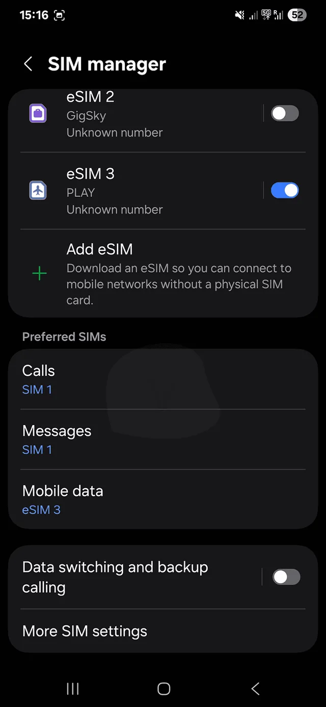 Instalace Global YO eSIM 5