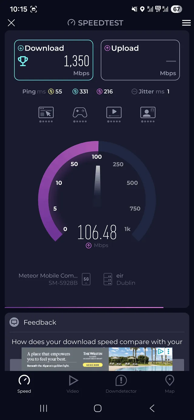 Výsledek testu rychlosti GoMoWorld eSIM 2