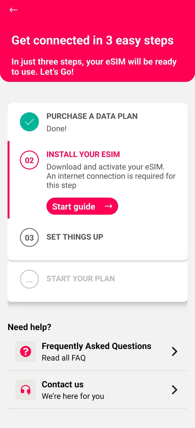 Instalace GoMoWorld eSIM krok 1