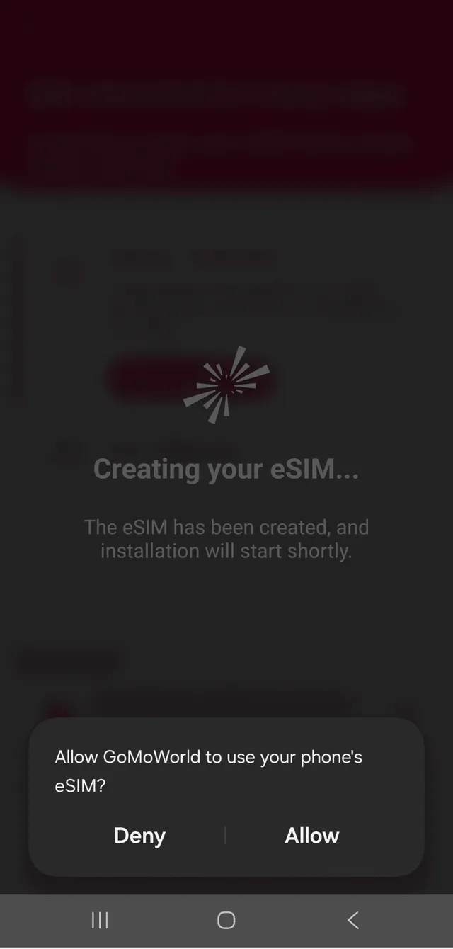 Instalace GoMoWorld eSIM krok 4