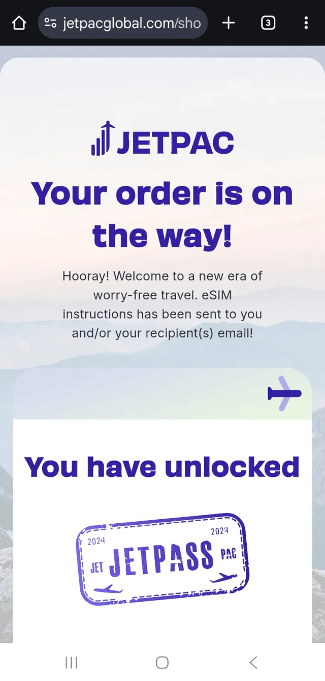 Jetpac eSIM purchase process 5