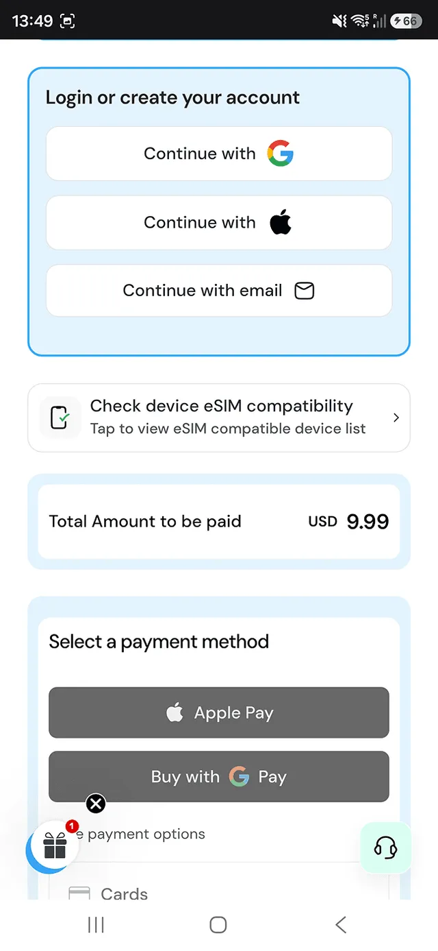 Maya Mobile website checkout with login and payment options