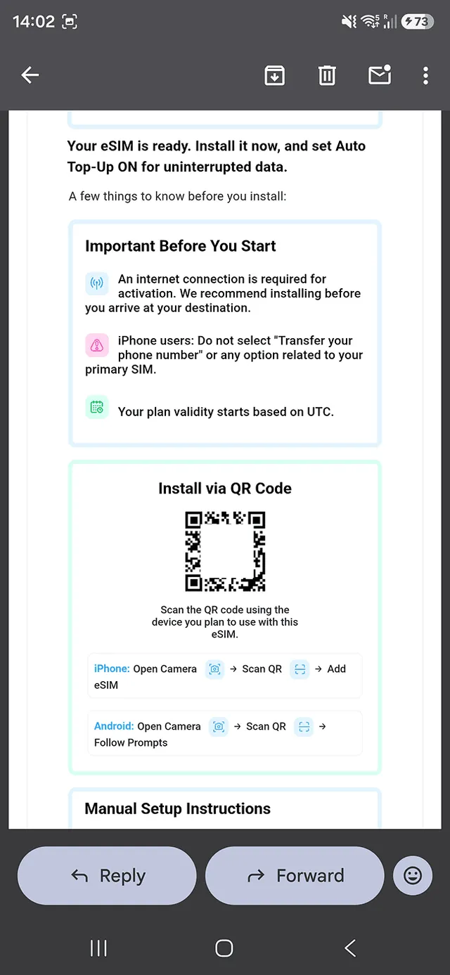 Maya Mobile confirmation email with install steps