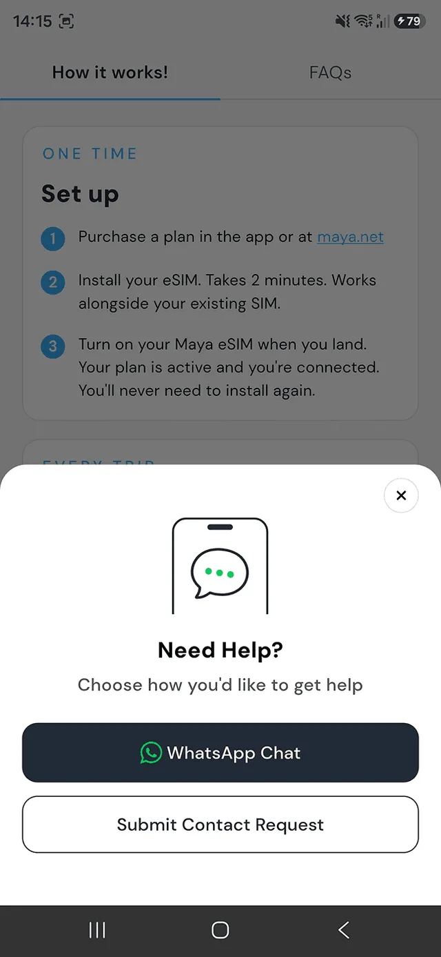 Maya Mobile app Need Help options