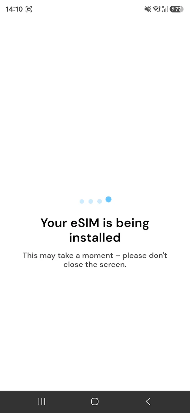 Maya Mobile eSIM installation step 5, installing