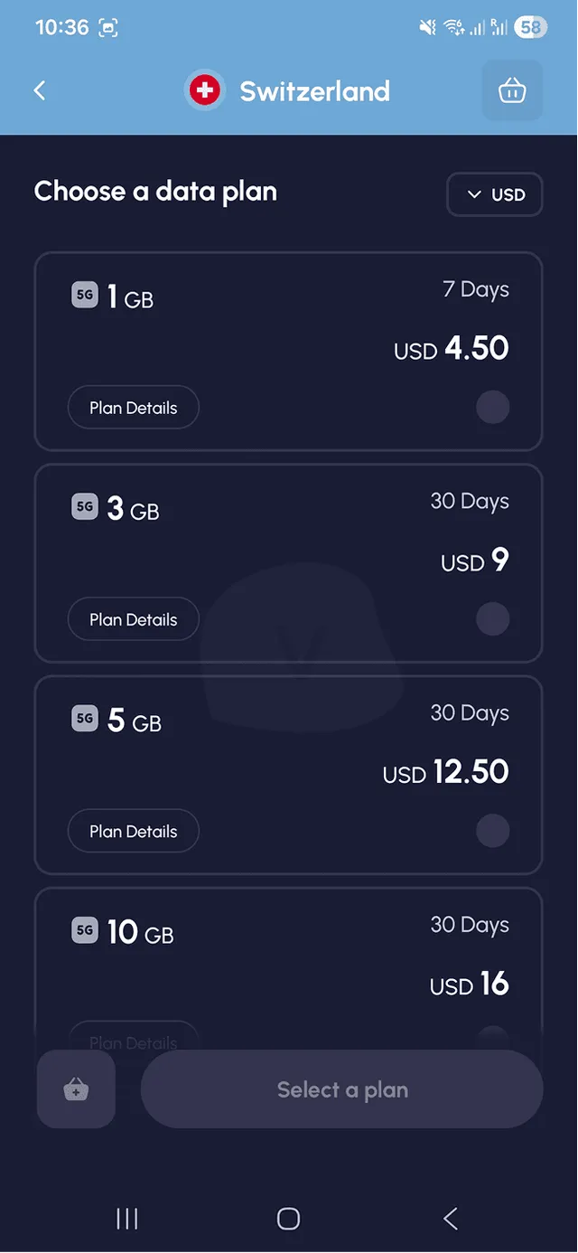 Proces zakupu Nomad eSIM 1