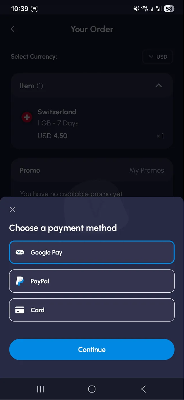 Proces zakupu Nomad eSIM 4