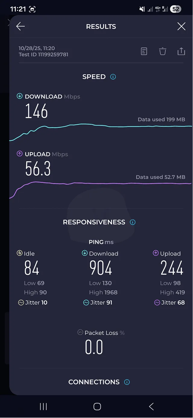 Test prędkości Nomad eSIM 3
