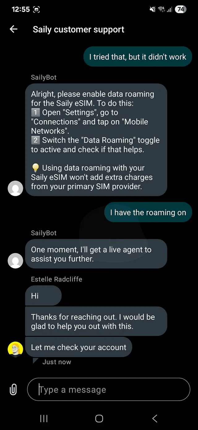 Saily customer support 4