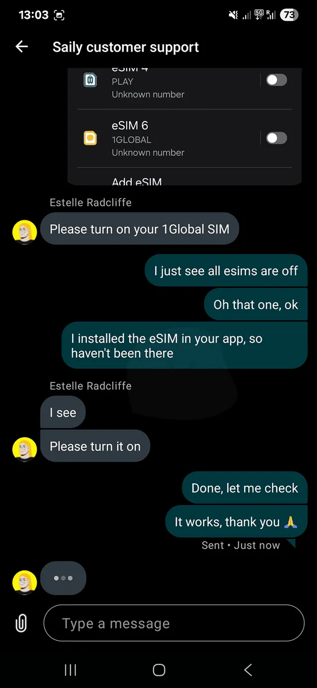 Saily customer support 5