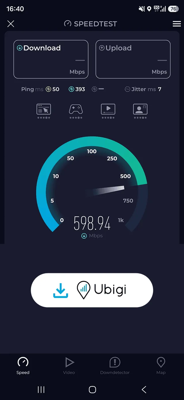 Ubigi speed test download on 5G