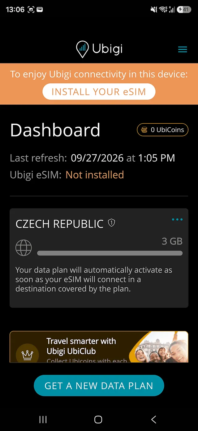 Ubigi eSIM installation step 1