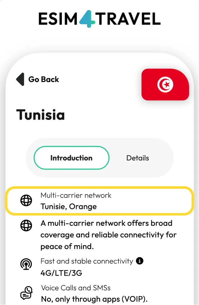 Yesim carrier selection in Tunisia